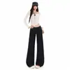 Jeans Chizhi Laranja#Cor Original Moda Cintura Baixa Micro Flare para Mulheres Soltos Emagrecedores Escondem Gordura Personalidade Temperamento Versátil Calças de Comprimento Total