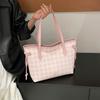 Nova Moda Xadrez Bolsa de Ombro para Mulheres 2026, Bolsa de Ombro Simples Bonita e Estilosa, Bolsa Tote Grande Capacidade para o Dia a Dia
