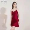 Vestido corto de tirantes de seda para mujer para comercio exterior transfronterizo, bata de seda 100% morera, cuello de pico, sexy, fresco y ligero para estar en casa