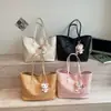 Bolsa Feminina Grande Capacidade Casual Transfronteiriça 2024 Nova Versátil Padrão Trançado Bolsa de Ombro para o Dia a Dia Bolsa Tote Simples