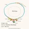 Colar de Coração Minimalista de Personalidade Transfronteiriço Europeu e Americano em Aço Inoxidável Banhado a Ouro 18K com Corda Azul Trançada Pulseira Pirulito para Mulheres