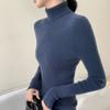 Malha de Caxemira de Gola Alta Slim Pulôver Feminino Malha Slim 2025 Outono e Inverno Novo Estilo com Malha Justa de Barra Alta