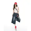 Pantalones de Pierna Ancha Cropped Versátiles de Alta Gama con Textura Ajustados al Cuerpo con Caída Favorecedores para Figuras de Pera Cómodos de Nicho Holgados que Cubren la Cadera
