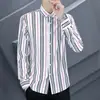 Camisa de Manga Larga a Rayas, Estilo Europeo y Americano, Promoción Principal de Primavera, Camisa Blanca para Hombres Jóvenes
