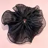 Goma para el pelo de malla de encaje plisada grande y sencilla estilo coreano para una cara más pequeña, Lazo para el pelo de mujer, Accesorio para el pelo, Cuerda para el pelo, Tocado