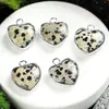 Piedra Natural Amatista Lapislázuli Lapislázuli 15 mm Colgante Borde de Amor Collar de Bricolaje Pendientes Accesorios de Joyería en Forma de Corazón
