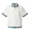 Yidao Vintage 2026 Verão Nova Retro Xadrez Cleanfit Gola Lapela Manga Curta Unissex Marca Tendência Camiseta de Meia Manga