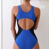 2024 Europeo y Americano Amazon sexy comercio exterior AliExpress traje de baño de una pieza talla grande conservador transfronterizo combinación de colores contraste de color sin espalda
