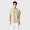 Camiseta de Manga Corta con Rayas Verticales Texturizadas y Cuello Redondo, Estilo Nuevo Verano 2026 para Hombre en Algodón Color Caqui