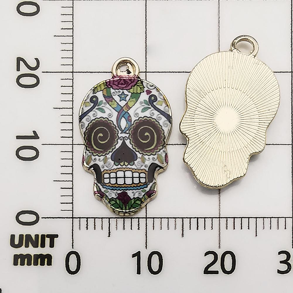 12473-XP-kc金滴油锌合金万圣节印花骷髅头14x22