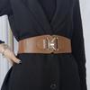 Cinturón ancho transfronterizo europeo y americano con hebilla de arco metálico, cinturón de mujer para combinar con todo, chaqueta de traje, sello de cintura elástico