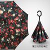 Paraguas Invertido de Doble Capa con Mango Largo, Paraguas de Negocio con Mango en Forma de C para Manos Libres, Paraguas Creativo Floral para Sol y Lluvia, Personalizable