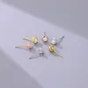 Pendientes de burbuja de diseño ins de nicho estilo coreano, pendientes geométricos minimalistas redondos con textura de circón de plata de ley S925 para mujer