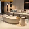 Mesa de centro de madera maciza color nogal, estilo francés minimalista moderno de lujo ligero, para uso en sala de estar, estilo wabi-sabi minimalista de alta gama color crema