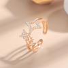 Anel de Prata Esterlina 925 Estrelas Diamante Duplo Anel Feminino Moda Europeia e Americana Transfronteiriço Quente Aberto Anel 925 Atacado