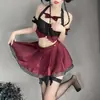 Lingerie sexy com gola halter, conjunto de uniforme de saia plissada de estudante JK, role-playing de desejo fofo e puro, disponível para dropshipping