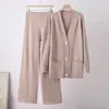 Cross Europe 2026 Nuevo Conjunto de Moda Primavera y Otoño Nuevo Cárdigan con Botones de Cobre Top + Pantalones Casuales Conjunto de Dos Piezas