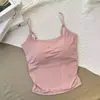 Camisola de seda helada para chica atractiva, color liso, espalda hermosa, todo en uno, se puede usar como prenda exterior o interior, sujetador sin tirantes con copas para mujer