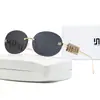 Novos Óculos de Sol Ovalados Tendência Europeus e Americanos Cruzados Borda Cortada Personalizados High-End Novos Sem Aro m Óculos de Sol Atacado Metal