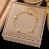Pulseira de aço inoxidável de alta qualidade, nicho, não desbota, best-seller transfronteiriça, para menina, corda vermelha Pérola, pulseira de Trevo, joia