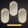 Espejo de baño inteligente ovalado para pared salón de belleza con luz pantalla táctil LED inducción antivaho espejo de tocador HD