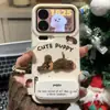 Adequado para Capa de Celular Apple 17Promax, Padrão de Couro, Cachorro de Pelúcia para Dormir Outono e Inverno, Capa Protetora Anti-Queda Xiaomi Huawei