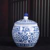Artesanías de Cerámica de Jingdezhen Venta al por Mayor Porcelana Azul y Blanca Envoltura Tarro de Almacenamiento Zhilian Tarro de Té Cerámica Grande para el Hogar