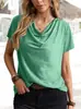 Ropa de Mujer para Exportación Primavera y Verano 2023 Amazon Wish Transfronterizo Nuevos Tops Europeos y Americanos Color Sólido Casual Moda Manga Corta Mujer
