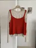 Conjunto de dos piezas para mujer KEKEZOON con camiseta de manga larga y cuello redondo con estampado floral pequeño + top de punto 9035