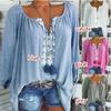 Camisa de manga larga holgada de talla grande para mujer, estilo europeo y americano, con costuras de encaje de comercio exterior transfronterizo, para otoño