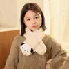 Cachecol Infantil Outono e Inverno Vermelho Festivo de Ano Novo Macio Confortável Aconchegante Espessado Pelúcia Cachorro Desenho Animado Conjunto de Cachecol