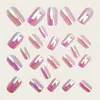 Puntas de Uñas Postizas Portátiles Chapadas en Oro Rosa Aurora, Pegatinas para Uñas Cuadradas de Longitud Media, Pegatinas para Uñas Removibles