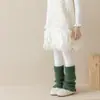 Zapatos Shang Mian Calentadores de Pierna de Algodón para Niños Otoño Invierno Calientes Engrosados Calcetines Afelpados Estilo Coreano Ins Color Sólido Raya Vertical Tejido de Punto Trenzado Ropa Interior Leggings