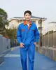 Roupas de Trabalho de Manga Longa Masculinas para Primavera e Outono, Vestuário de Proteção do Trabalho, Conjunto de Uniformes de Trabalho de Poliéster-Algodão Atacado, Roupas Resistentes ao Desgaste para Mecânicos, Bloqueio de Cores, Bordado com Letras, Design Estampado