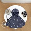 Traje infantil masculino primavera e outono estilo coreano casaco com capuz moderno para bebê menino e menina saída versátil conjunto de blusa