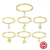 Moda europea y americana s925 plata de ley simple liso círculo fino amor cruz estrella luna gota de agua colgante anillo de compromiso