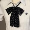 Gravata borboleta de cor sólida/Saia xadrez JK Camisa Gola laço Corda Ângulo reto Raiz da pena Gravata borboleta Ponto de onda Cabo longo Grande borboleta Acessórios