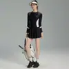 Traje de baño deportivo para mujer talla grande de Amazon, de una pieza con falda, manga larga protectora del sol, conservador, que cubre el abdomen, adelgazante, traje de buceo y surf para mujer