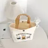 Bolsa de Lona con Oso Estilo Nuevo 2025 Bolsa Portátil para Almuerzo Bolso de Mano Artístico de Dibujos Animados Lindos Bolsa de Regalo para Mujeres