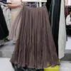 Otoño 2025 Nueva Falda Plisada de Puntos para Mujer de Longitud Media Talla Grande Falda de Malla tipo Pastel en A Falda de Medio Cuerpo de Hada