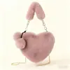 Versión Coreana del Nuevo Bolso Versátil Love Bolso de Felpa de Otoño Bolso de Mujer Bolso de Hombro Bolso de Mano Bolso Cruzado con Cadena para Mujer