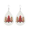 Venta Caliente Europea y Americana Copo de Nieve Navideño 20 Pares de Pendientes de Cuero Set Pendientes de Cuero con Cuadros Rojos y Gota de Agua Accesorios Festivos