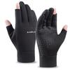 Luvas de Ciclismo de Dois Dedos para Outono e Inverno com Forro de Lã, Compatíveis com Tela Sensível ao Toque, Impermeáveis, Antiderrapantes, para Uso em Veículos Elétricos, Pesca, Entrega e Mensageria