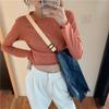 Camiseta Corta Estilo Nuevo Primavera y Otoño para Mujer Manga Larga Estilo Occidental Delgada Camiseta Interior para Combinar Otoño e Invierno