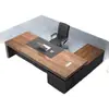 Conjunto de mesa de escritório e cadeira para chefe com armário de arquivos, mesa executiva minimalista moderna com tomada, mesa executiva grande, mesa de escritório para computador