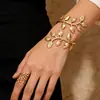 Pulsera y anillo de oro de diseño europeo y americano transfronterizo, a la moda y únicos, diseño abierto exagerado, juego de dos piezas de joyería de lujo ligero