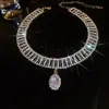 Collar de Gota de Agua de Circonita Estilo Francés, Diseño de Nicho de Lujo Ligero, Cadena para Clavícula, Collar Versátil de Moda Exagerada para Mujer