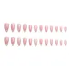 Uñas Vestibles Nuevas de Estilo Europeo y Americano Color Rosa, Atmósfera Navideña de Copos de Nieve Blancos, Piezas de Uñas Vestibles de Longitud Media que Realzan el Cutis