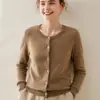Cardigan de Tricô Baicai Rong Cashmere Gola Redonda Outono/Inverno 2026 Novo Top de Manga Longa Versátil para o Dia a Dia, Macio e Amigo da Pele