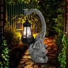 Adornos de Linterna de Elefante de Resina Nuevos Transfronterizos Decoración Exterior Luz Solar Elefante de Yoga Adornos de Decoración de Jardín